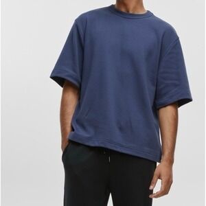 Mode of One Mens Relaxed Fit Textured Ottoman Tee in Caspian Waters Size XL